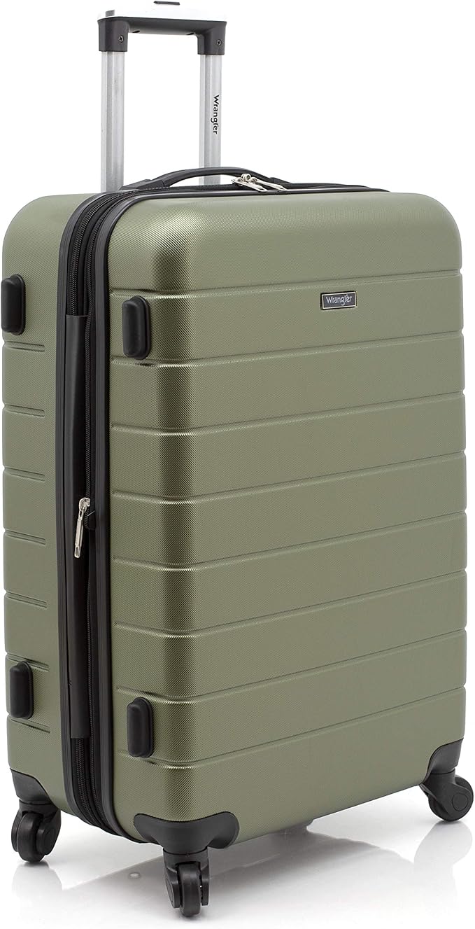 Wrangler Smart Luggage Set with Cup Holder and USB Port, Olive Green, 3 Piece