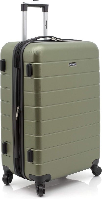 Wrangler Smart Luggage Set with Cup Holder and USB Port, Olive Green, 3 Piece
