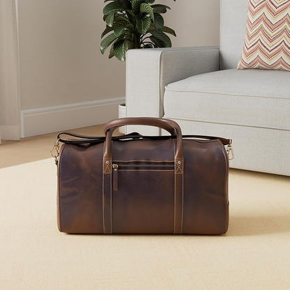 KomalC 24 Inch Leather Duffle Bags for Men and Women Travel Overnight Weekend Bag Sports Gym Duffel for Men