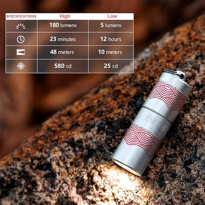 OLIGHT I1R 2 Pro Eos 180 Lumens EDC Rechargeable Keychain Flashlight, Powered by Built-in Rechargeable Battery with Type-C USB Cable, Slim Mini Handheld Light for Everyday Carry (Silver-Flow)