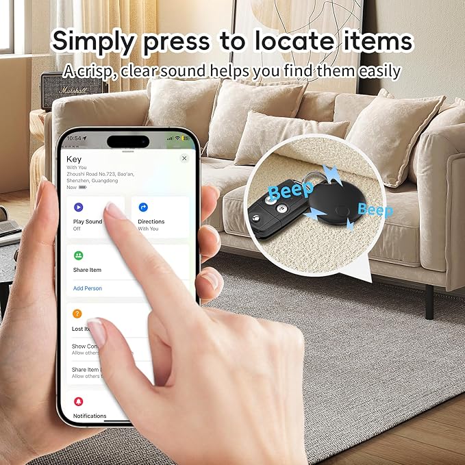 RSH Air Tracker Tag 4 Pack Luggage Tracker Smart Tag Works with Apple Find My, Bluetooth Key Finder Locator for Bags,Wallet Tracker,Item Finder Tag Locate or Tracking for Keys(iOS only)