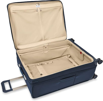 Briggs & Riley 31" Extra Large Expandable Spinner - Checked Luggage for Travel, Suitcases with Wheels, Softside Rolling Bag for Men & Women, Self-Repairing Zipper - Baseline Collection, Navy