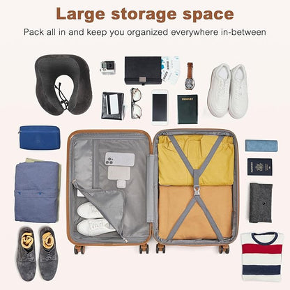 Kono Medium Sized Checked Luggage, 24 Inch Expandable with Spinner Wheels, TSA Lock, ABS + PC Lightweight Travel Suitcase with Larger Capacity and Lighter Weight, Navy