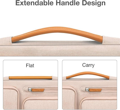 MOSISO 360 Protective Laptop Case 13.3 inch, 13-13.3 inch Laptop Sleeve Compatible with MacBook Air/Pro 13 / Pro 14,HP Dell Acer ASUS,Side Open Carrying Case with 4 Zipper Pockets&Handle, Khaki