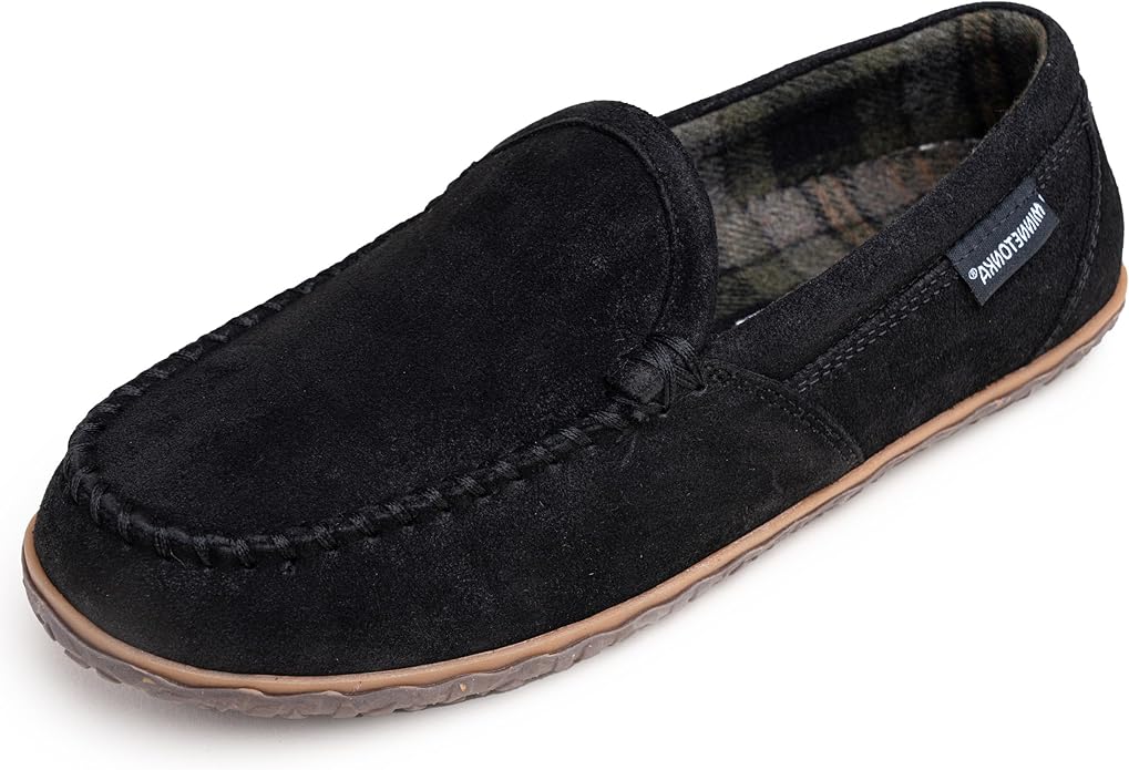 Minnetonka Men's Tilden Moccasin Suede Indoor and Outdoor Slippers