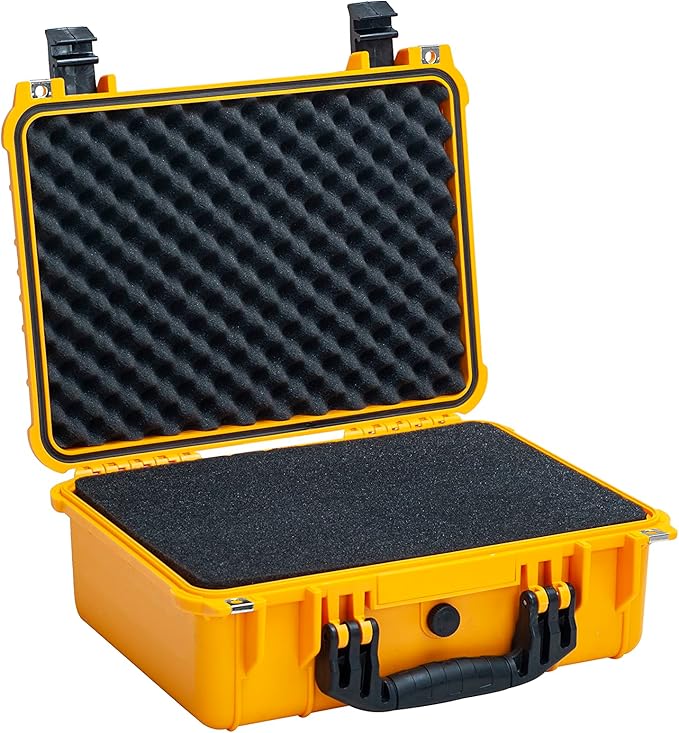 MEIJIA Portable All Weather Waterproof Camera Case With Foam,Fit Use of Drones,Camera,Equipments,Pistols,15.98x12.99x6.85inches