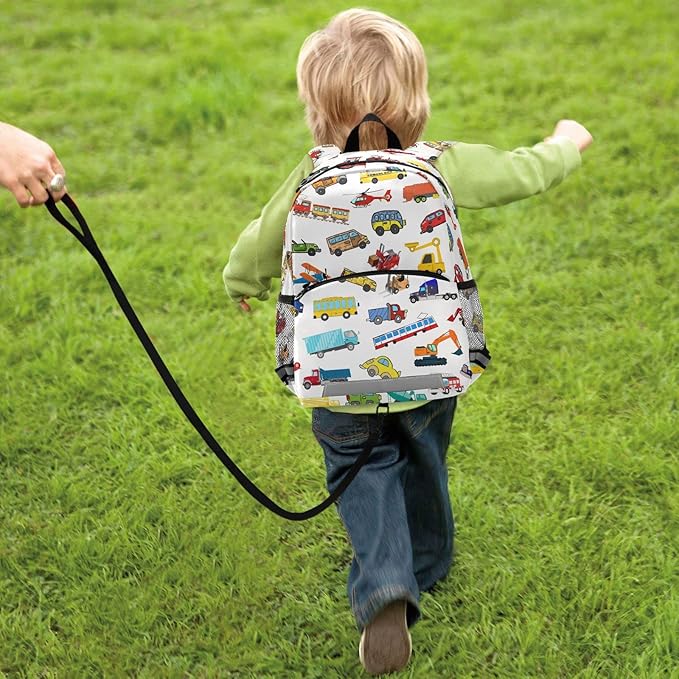 Transportation Cars Kid's Toddler Backpack for Boys Girls Preschool Nursery with Safety Leash (011411)