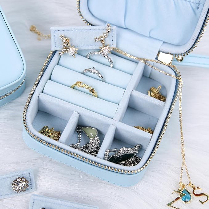 Angelina's Palace Personalized Jewelry Case with Name Engraved,Custom Leather Travel Jewelry Organizer Box for Rings,Earrings,Necklaces,Birthday Bridesmaid Gift For Women