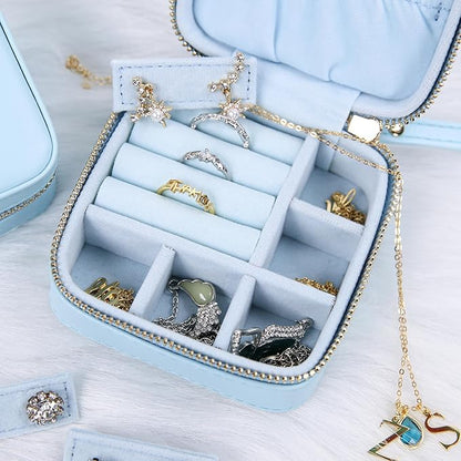 Angelina's Palace Personalized Jewelry Case with Name Engraved,Custom Leather Travel Jewelry Organizer Box for Rings,Earrings,Necklaces,Birthday Bridesmaid Gift For Women