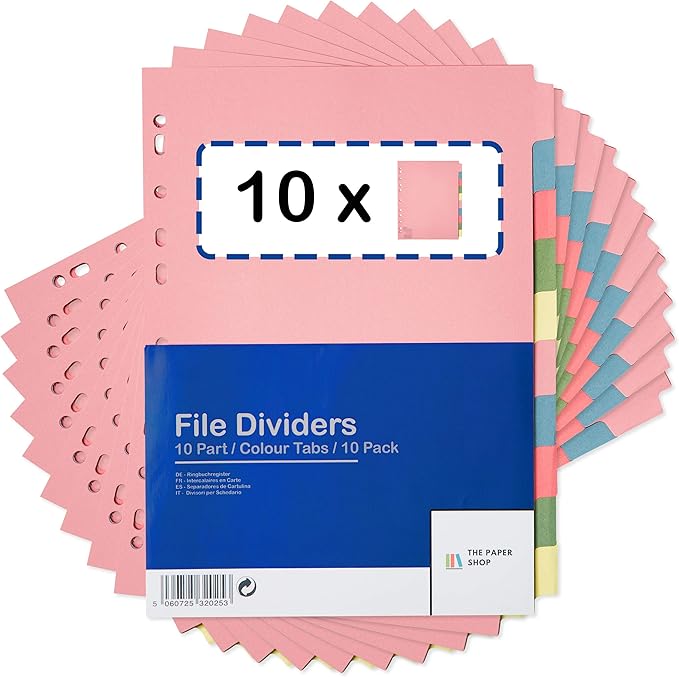 10 Tab Dividers for 3 Ring Binder – 10 Dividers Set with Tabs, Perfect for Organizing Documents, Binder Tab Dividers for Easy Filing (10 Pack)