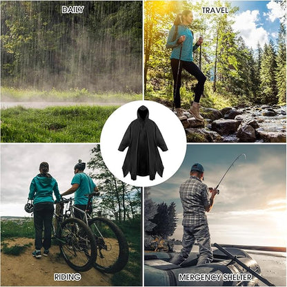 Unisex Rain Poncho for Adults, Hooded Waterproof Raincoat Jacket for Hiking, Camping and Outdoor