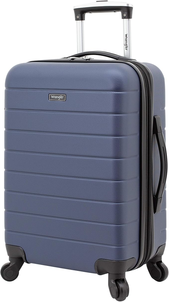 Wrangler 20" Smart Spinner Carry-On Luggage With Usb Charging Port, 20 Inch Carry-On, Navy Blue