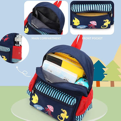 willikiva Cute Zoo 3d Kids Backpack for Boys and Girls Toddler Backpack Bags(Ocean World)