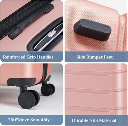 OLIXIS 25 Inch Luggage, Hardside Suitcase with Spinner Wheels, Lightweight ABS Hard Shell Checked Luggage, TSA Approved Lock, Expandable Medium Suitcase for Travel & Business–Pink
