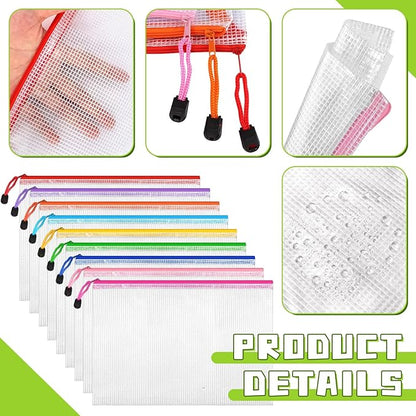 36pcs A4 Mesh Zipper Pouch Bags, Waterproof Document Zipper Bags for Organizing Storage for School, Office, Board Games, Travel & Craft Storage Letter Size