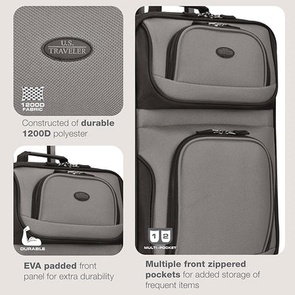 U.S. Traveler Rio Lightweight Softside Rolling Carry-on Suitcase, 2-Wheel Single, Grey