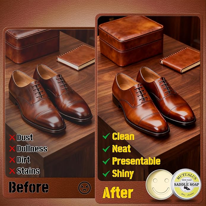 13PCS Horse Hair Shoe Brush Polish Cleaner Kit, 3PCS Shoe Brush With Black & Brown Mink Saddle Oil, Polishing Cloth Microfiber Cloth Storage Pouch