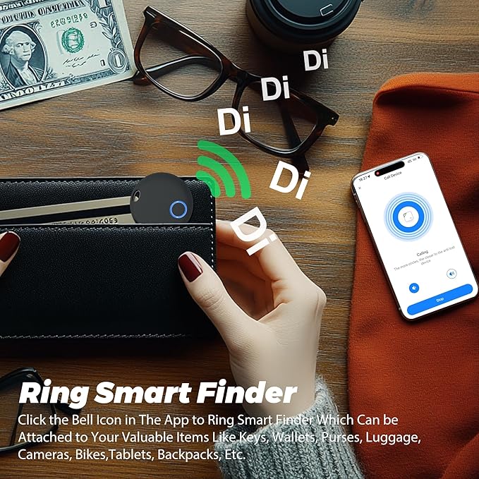 Air Tracker, Key Finder Compatible for Both iOS and Android, Bluetooth Smart Tag with Holder for Keys, Luggage, Suitcases, Pets, Dog Cat Collar, Worldwide Tracking Tag 2 Pack, Black