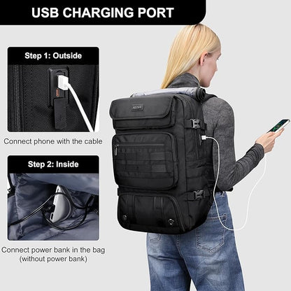PIJUSHI Travel Backpack for Women Men Carry on Duffle Bag Backpack For Airplanes Luggage Rucksack with Shoe Compartment(PE048 Classic Black)