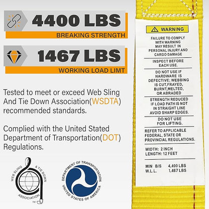 8 Pack E-Track Ratchet Straps 2" x 20' x 4,400 lbs Strength for Cargo Tie Down in Enclosed Trailer & Van by KODIAK STRAPS