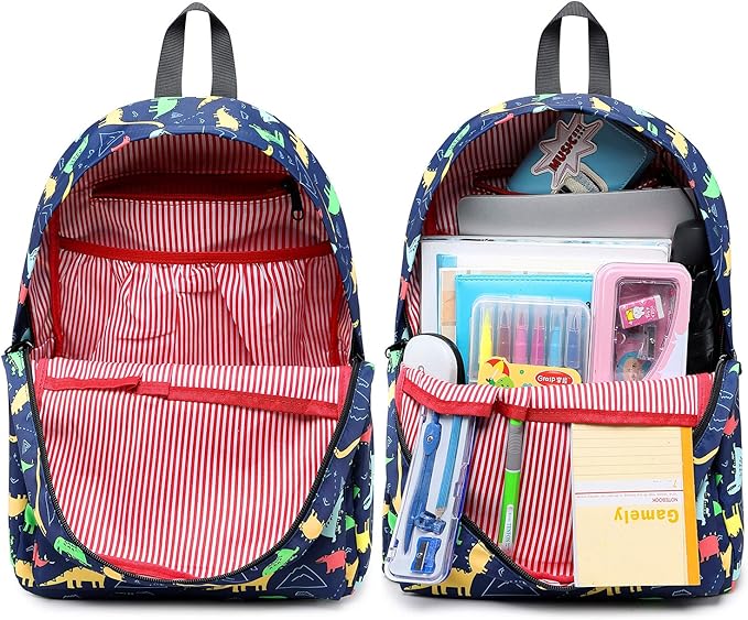 CAMTOP Backpack for Kids, Boys Preschool Backpack with Lunch Box Toddler Kindergarten School Bookbag Set (4-7Years,Dino-Navy Blue, 15/''(L)x11.8/''(H)*5.1/''(W))