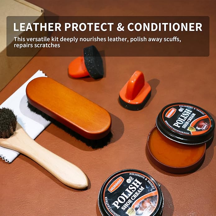 Black Brown Shoe Polish Kit Saddle Soap Mink Oil Leather Boot Shoe Shine Kit Conditioner Cream Wax Care Clearner Set