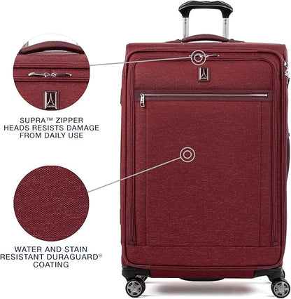 Travelpro Platinum Elite Softside Expandable Checked Luggage, 8 Wheel Spinner Large Suitcase, TSA Lock, Men and Women, Bordeaux Red, Checked Large 29-Inch