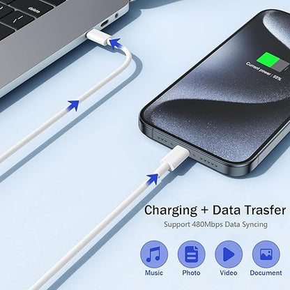 iPhone Charger Fast Charging,2 Pack 20W USB C Wall Charger with 6FT Long Type C to C Charging Cable Compatible with iPhone 17/Air/17 Pro/17 Pro Max/iPhone 16/16 Pro/16 Pro Max/15 Pro, iPad Pro/AirPods