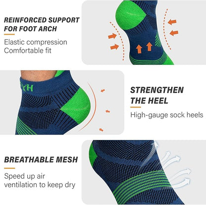 Hylaea No Show Running Athletic Anti-Blister Wicking Coolmax Socks, Seamless Anti-odor