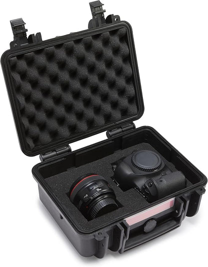 Amazon Basics Hard Camera Case, Small, Black, Solid, 12"L x 11"W x 6"H