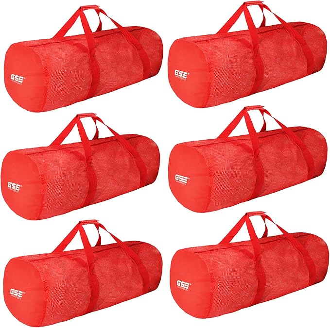 Red Heavy-Duty Large Mesh Sports Duffle Bag, Dry Bag, Diving Equipment Scuba Bag with Zipper. Great for Gym Workout, Sport Balls Storage, Scuba Gear, Snorkeling, Water Sports and Travel
