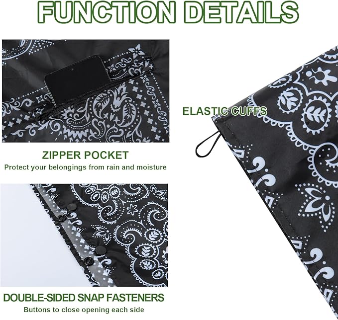 Hooded Rain Ponchos for Adult - Rain Coat and Rain Jacket with Waterproof Pocket and Zipper