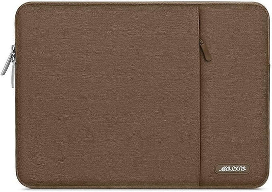 MOSISO Laptop Case 13.3 inch, 13-13.3 inch Laptop Sleeve Compatible with MacBook Air/Pro 13/Pro 14 M5 M4 M3 M2 M1, HP Dell ASUS Lenovo,Polyester Vertical Computer Sleeve Bag with Pocket, Light Brown