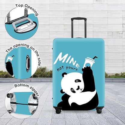 Panda Luggage Protector, Washable Suitcase Case with “Min” Text & Beer Mug Cute Anti-scratch for 28",30"Bag