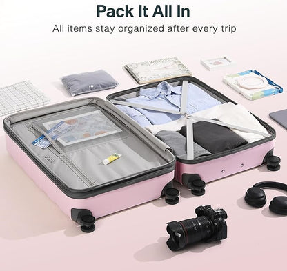 Luggage Sets 3 Piece (3-YEARS VIP SERVICE) Hardside Expandable Ultra Durable 100% PC Lightweight Carry On Family Travel Suitcase Set with TSA Lock Spinner Wheels, 3in1 Macaron Colors Set (BPG)