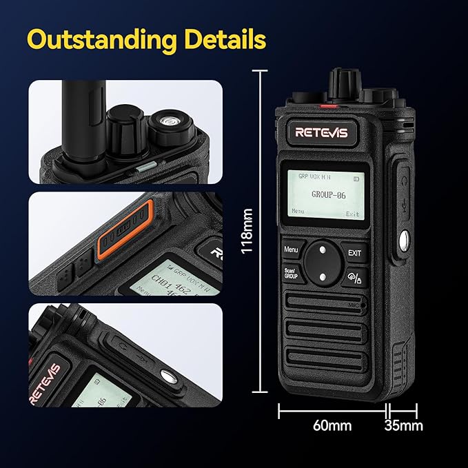 Retevis RT86S Heavy Duty 2 Way Radio Long Range, High Power Walkie Talkies, NOAA, Group Call, Emergency Alarm, 2600mAh,6 Way Charger, Waterproof Radio for Commercial, Industrial, School(6 Pack)
