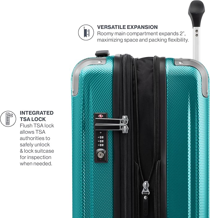 Travelpro Pathways 3 Hardside Expandable Luggage, 8 Spinner Wheels, Lightweight Hard Shell Suitcase, Checked Medium 25 Inch, Kayak Teal