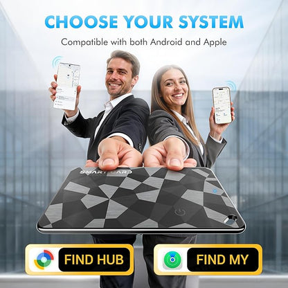 【for iOS&Android】 Airtag Wallet Tracker Card, Ultra-Thin Smart Card, Credit Card Size Bluetooth Tracker for Wallet Passport, Works with Apple Find My & Google Find Hub, Wireless Charging, Loud Alarm