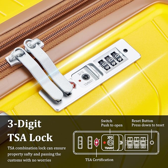 4-Piece Expandable Hardshell Luggage Set with TSA Lock (14/20/24/28) - Lightweight PP Suitcases, 360° Silent Spinner Wheels and Durable 100LB Handle for Air Travel (D# Yellow)