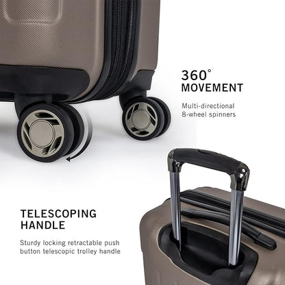 Kenneth Cole REACTION Renegade Luggage Expandable 8-Wheel Spinner Lightweight Hardside Suitcase, Champagne, 20-Inch Carry On