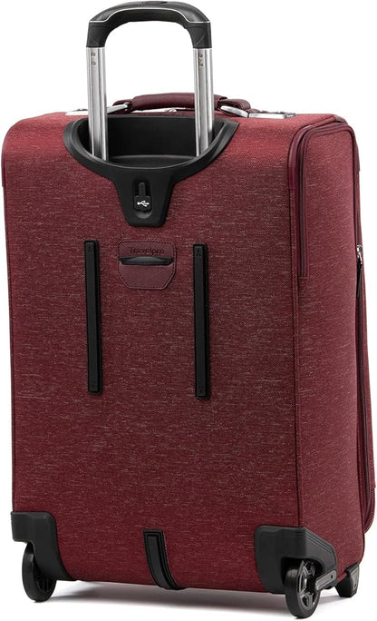 Travelpro Platinum Elite Softside Expandable Carry on Luggage, 2 Wheel Upright Suitcase, USB Port, Men and Women, Bordeaux, Carry On 22-Inch
