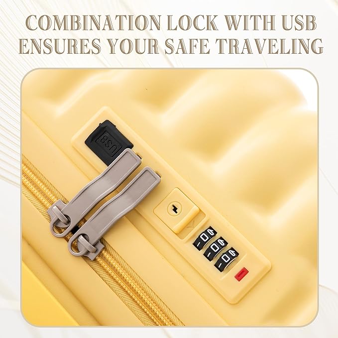 3 Luggage Sets, ABS Hardshell Suitcases Spinner Wheel with Combination Lock
