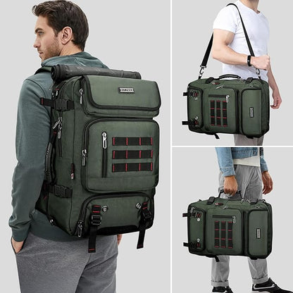 WITZMAN Carry on Travel Backpack for Men Women Airline Approved Convertible Nylon Duffle Backpack Luggage Bag (B682 Army Green)