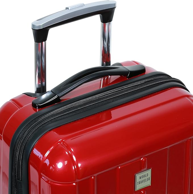 World Traveler Contour 20-Inch Carry-On Polycarbonate Hardside Expandable Spinner Luggage with TSA Lock - Red