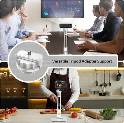 AboveTEK Multi-Angle Adjustable Tablet Stand, 360 Swivel iPad Stand Aluminum Desk Mount Fits 4'-11" Tablets White
