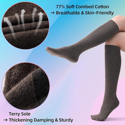 Soft Cotton Compression Socks for Women Men 20-30mmHg - Knee High Support for Circulation, Nurses, Pregnancy, Travel