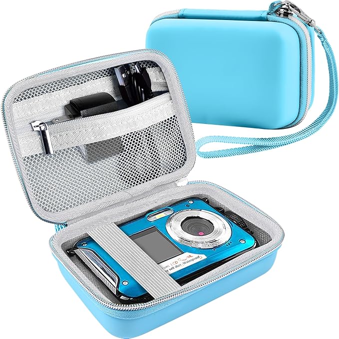 Leayjeen underwater camera case Compatible with YISENCE/HICSHON Waterproof Digital Camera Underwater Camera Full HD 2.7K 48 MP Video Recorder and More Accessories-Blue(Case Only)