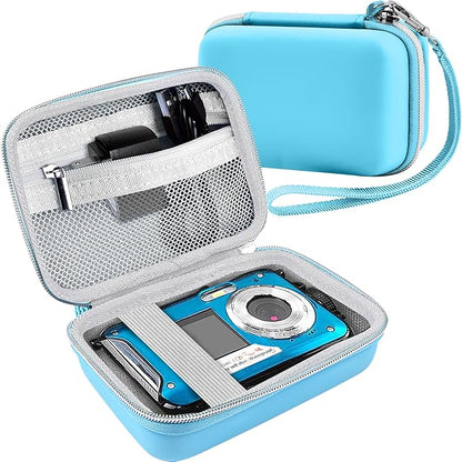 Leayjeen underwater camera case Compatible with YISENCE/HICSHON Waterproof Digital Camera Underwater Camera Full HD 2.7K 48 MP Video Recorder and More Accessories-Blue(Case Only)