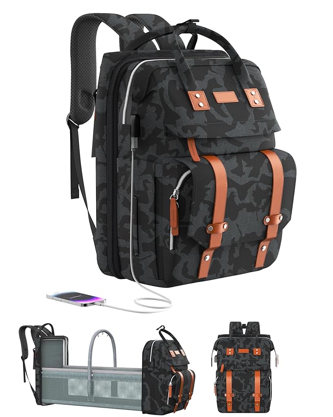 Diaper Bag Backpack with Changing Station, Large Diaper Bag, Baby Bag, Multifunctional Diaper Bag, CAMO