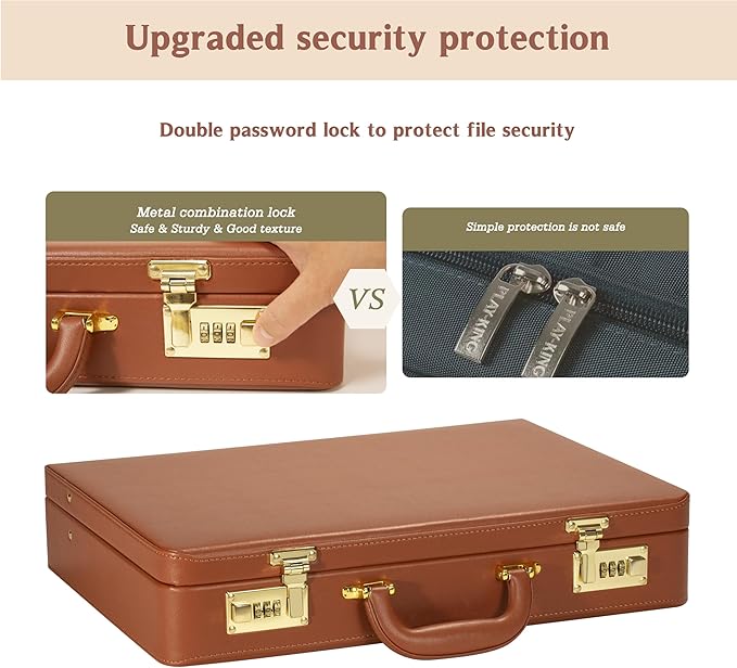 Briefcases for Men, Professional Leather Briefcase with Lock, Hard Shell Business Brief Case, Durable Executive Attache Case for Laptop Documents, Mens Hard Briefcase for Work Office Travel